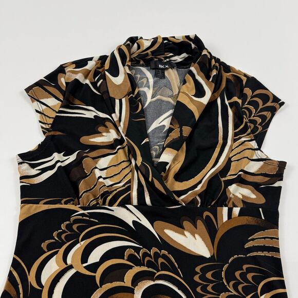 Y2K Women’s Brown & Black Funky/Floral Patterned Fitted Top - Picture 3 of 7